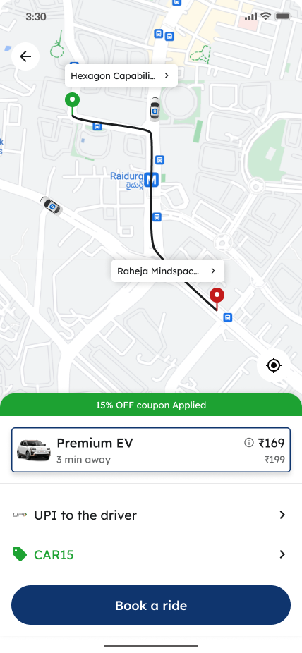RUSH Cabs App Interface